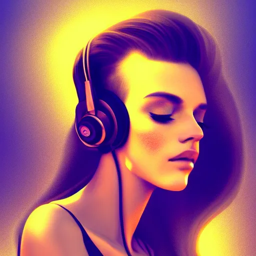 Image similar to a beautiful woman listening to music by stefan threurer, digital art, trending on artstation