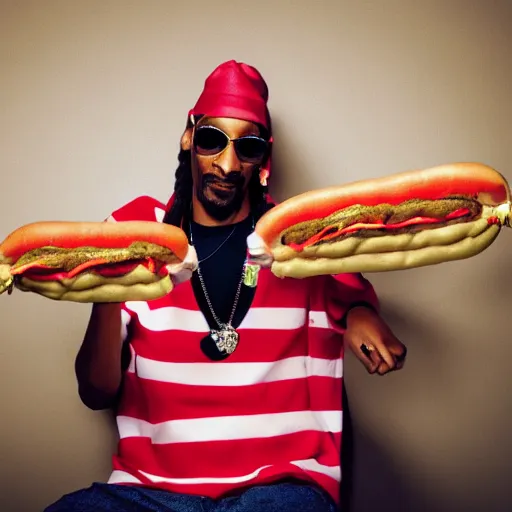 Image similar to photo of snoop dog as a hotdog, 8 k