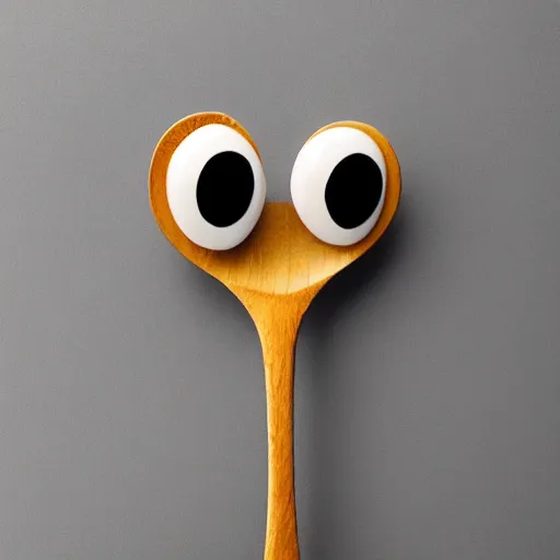 Prompt: a spoon with eyes and a smile by simon stalhagen
