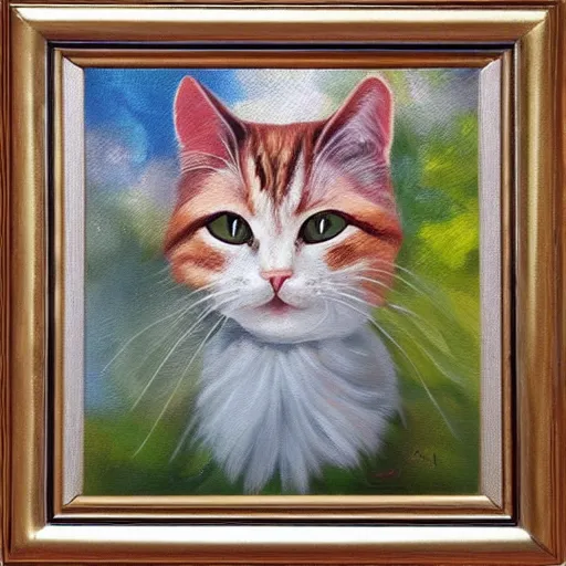 Prompt: Turuncu arka plan üstünde iki kedi pinpon oynuyorlar, oil painting