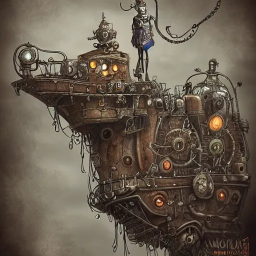 Image similar to machinarium art, steampunk style, fantasy style, super high detail, super high quality, talented artist, trending on artstation