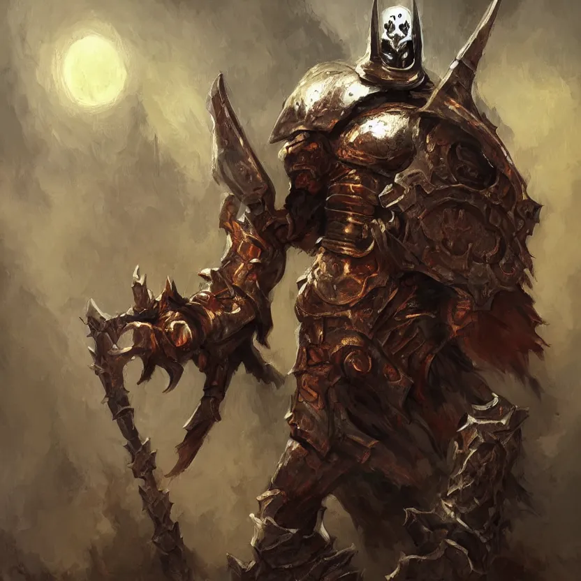 Image similar to a full body oil painting of an undead paladin/crusader in the style of leonard boyarsky in the style of Frank Frazetta trending on artstation deviantart Pinterest detailed realistic HD 8k High Resolution