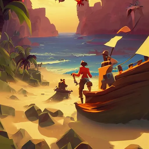 Image similar to painting treasure on sea of thieves game smooth median photoshop filter cutout vector, behance hd by jesper ejsing, by rhads, makoto shinkai and lois van baarle, ilya kuvshinov, rossdraws global illumination