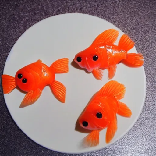 Image similar to goldfish made out of sushi