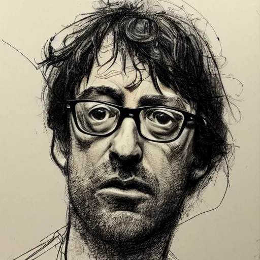 Prompt: a realistic yet scraggly portrait sketch of the side profile of a stern and sophisticated graham coxon, trending on artstation, intricate details, in the style of frank auerbach, in the style of sergio aragones, in the style of martin ansin, in the style of david aja, in the style of mattias adolfsson