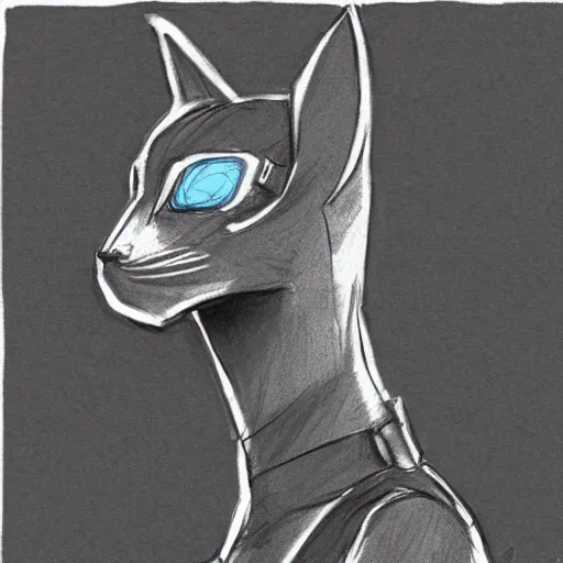 Image similar to cyberpunk cat in suit sketch sideview