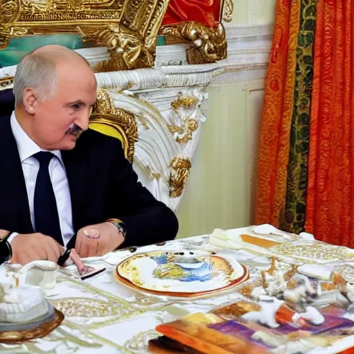 Image similar to lukashenko in the painting'saturn devouring his son'