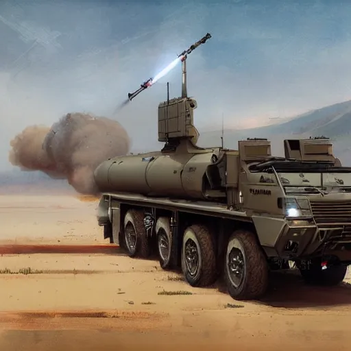 Prompt: m 1 4 2 high mobility artillery rocket system ( himars ) realistic, art by and greg rutkowski, trending on artstation, symmetry