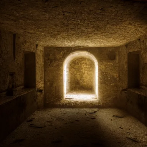 Image similar to A photo inside of an ancient crypt, moody cinematic lighting, abandoned, 4k