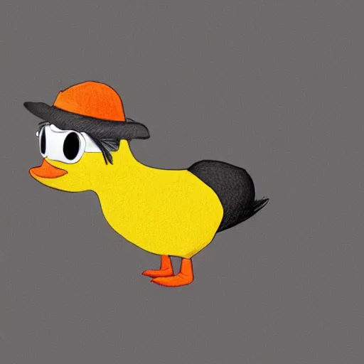 Image similar to character design of cute mole with black body and orange duck bill, cartoon style ，