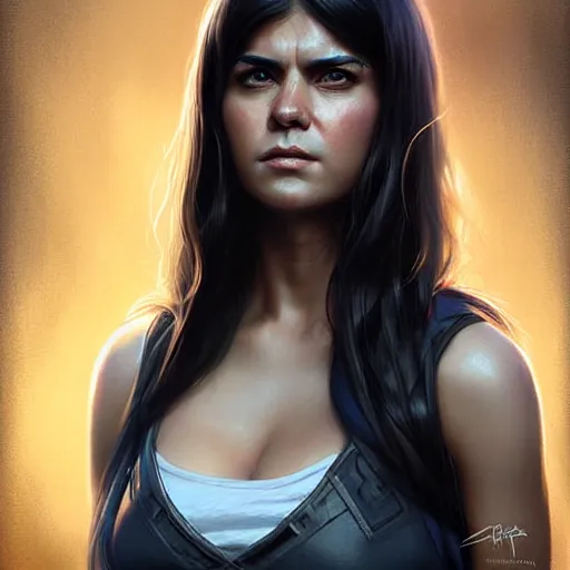 Image similar to digital art, portrait of octavia blake is skairipa in the 100 tv show, by artgerm, by krenz cushart, by peter kemp, by ross tran