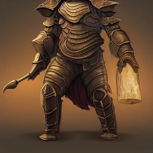 Prompt: armored anthropomorphic humanoid elephant knight, fantasy illustration