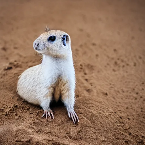 Image similar to singular animal that is white Prairie dog cross white pig cross white Pygmy marmoset, studio photography