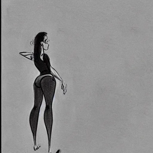 Image similar to milt kahl sketch of thick cuban girl wearing black yoga pants