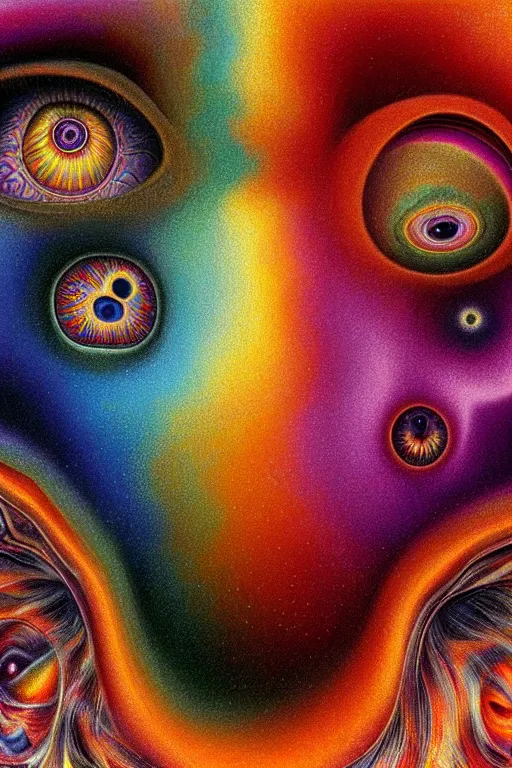 Prompt: hyperrealistic abstract close-up Renaissance psychedelic!! celestial happy! pure creature!! peaceful! kind spirit of nature! beautiful fractal!! eyes! highly detailed concept art eric zener elson peter cinematic hard rainbow lighting high angle hd 8k sharp shallow depth of field endless space, inspired by Zdzisław Beksiński Salvador Dali