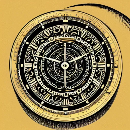 Image similar to golden intricate watch face, digital art