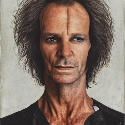 Prompt: a portrait of a man that looks like sting, prince, bruce springsteen