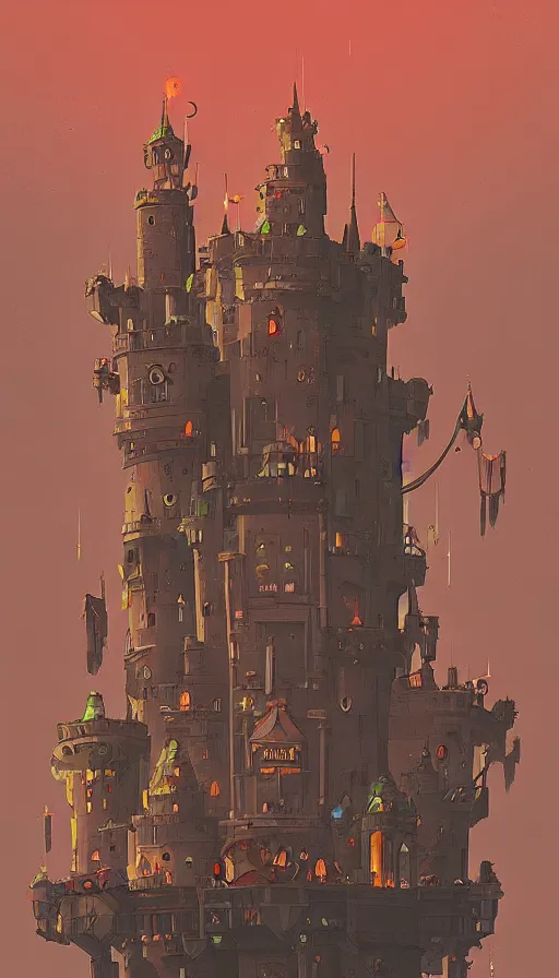 Image similar to steampunk castle on a hill, sharp focus, james gilleard, print, game art