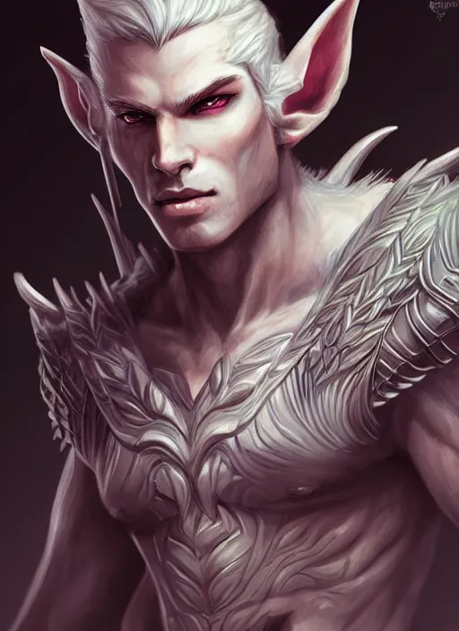 Prompt: hybrid between elf and lycan, male, high fantasy, dnd, extremely detailed, smooth, sharp focus, digital illustration, by sakimichan, frank franzzeta, rossdraws