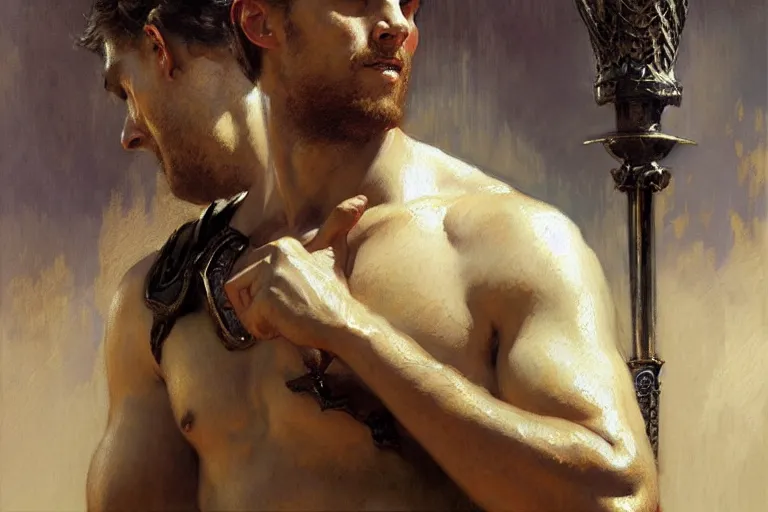 Prompt: attractive male, game of thrones, painting by gaston bussiere, craig mullins, j. c. leyendecker