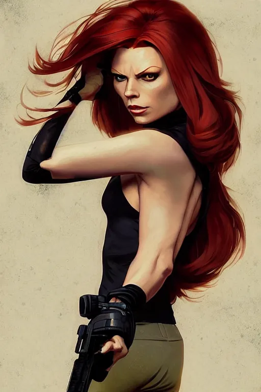 Image similar to gta ginger spice as aeon flux profile picture by greg rutkowski, dynamic pose, spice girl, intricate, futuristic, fantasy, elegant, by stanley artgerm lau, greg rutkowski, thomas kindkade, alphonse mucha, loish, norman rockwell, fantasy lut, asymmetric, long hair, retro computer graphics, video game, fluid lines,