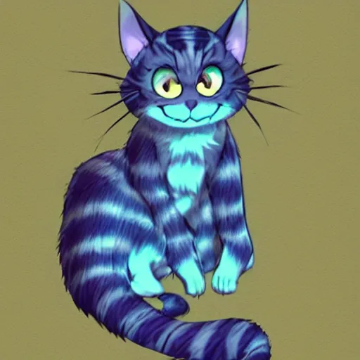 Image similar to a cute bluish black cheshire cat by makoto shinkai