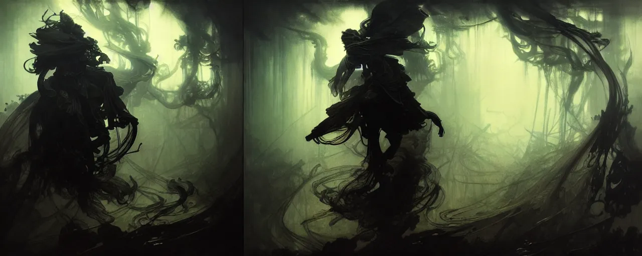 Prompt: several renditions of Stańczyk by Jan Matejko, intricate concept art, ethereal, ominous, dramatic lighting, Ruan Jia and Jeremy Mann and Alphonse Mucha