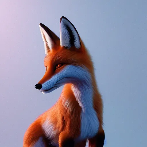 Image similar to portrait of a beautiful fox with an appealing female body, trending on artstation, octane render