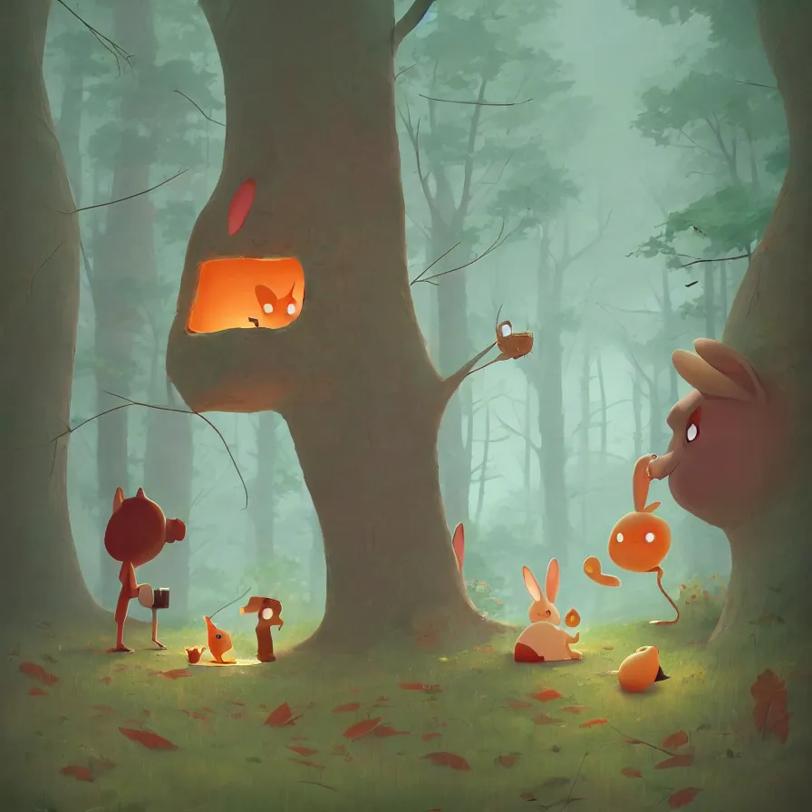 Prompt: Goro Fujita illustrating Image where you can see half forest half rabbit hole, art by Goro Fujita, sharp focus, highly detailed, ArtStation