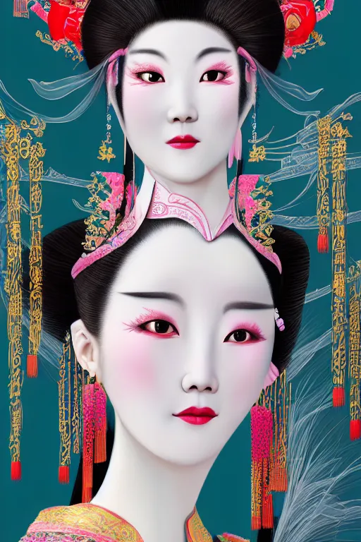 Image similar to heroine, beautiful, phantoms of the chinese opera, ultra detailed, digital art, 8 k, character, realistic, portrait, hyperrealistic