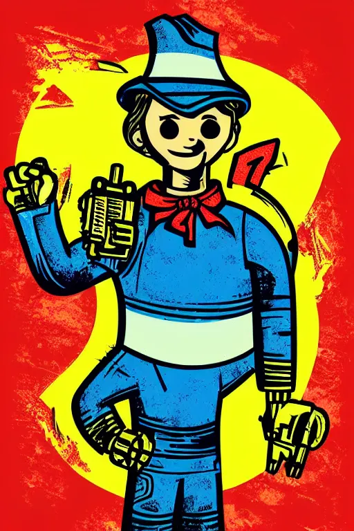 Image similar to fallout 7 6 retro futurist illustration art by butcher billy, sticker, colorful, illustration, highly detailed, simple, smooth and clean vector curves, no jagged lines, vector art, smooth andy warhol style