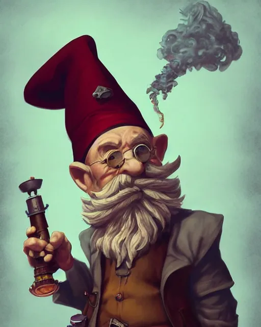 Prompt: A gnomish professor smoking a pipe, visualartzi, anime, steampunk, portrait, concept art by Karla Ortiz, James Paick, Charlie Bowater, Krenz Cushart, highly detailed, ultra detailed, ultra realistic, trending on artstation, cgstudio