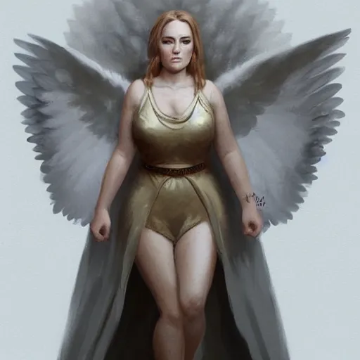 Image similar to full body potrait of Adele as an angel, highly detailed, artstation, greg rutkowski and Frank Frazetta