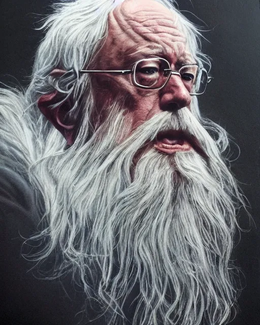 Prompt: portrait of bernie sanders as gandalf in lord of the rings, beautiful, very detailed, hyperrealistic, medium shot, very detailed painting by Glenn Fabry, by Joao Ruas