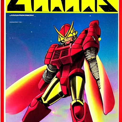 Prompt: 1979 OMNI Magazine Cover of Char Aznable, Anime, Highly Detailed