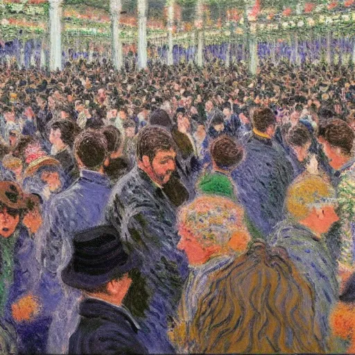 Image similar to the crowds at the black friday sales at walmart, intricate, highly detailed, sharp focus, art by claude monet