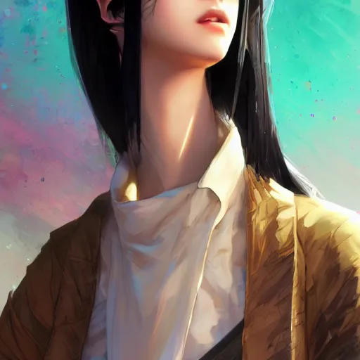 Prompt: a pale skinny white young girl, black hair, the hime cut, 1 8, k - pop fashion, apex legends character, digital illustration portrait design, by android jones and greg rutkowski, retrowave color scheme, detailed, cinematic lighting, wide angle action dynamic portrait
