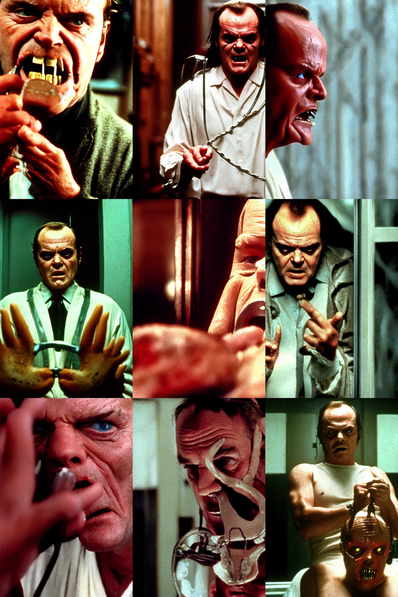 Prompt: movie still of jack nicholson as hannibal lecter in silence of the lambs 1 9 9 1, 4 k, high quality