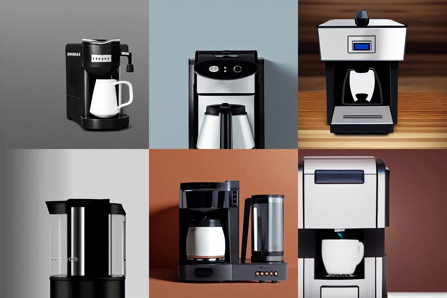 Prompt: coffee maker, minimal daesign, clear background, front top side view