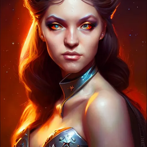 Image similar to star goddess, d & d, fantasy, portrait, highly detailed, digital painting, trending on artstation, concept art, sharp focus, illustration, art by artgerm and greg rutkowski and magali villeneuve