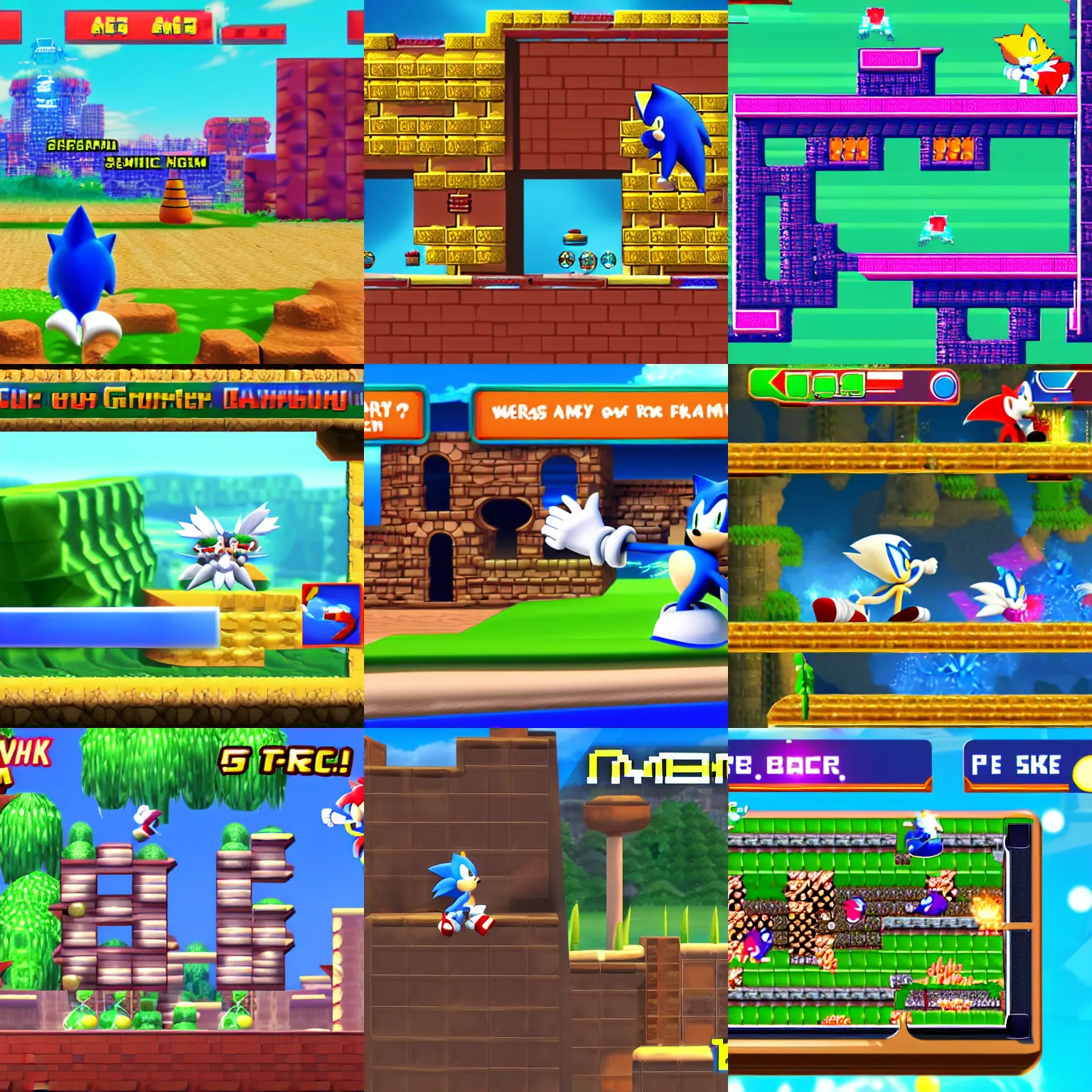 Prompt: a game maker game screenshot, sonic game