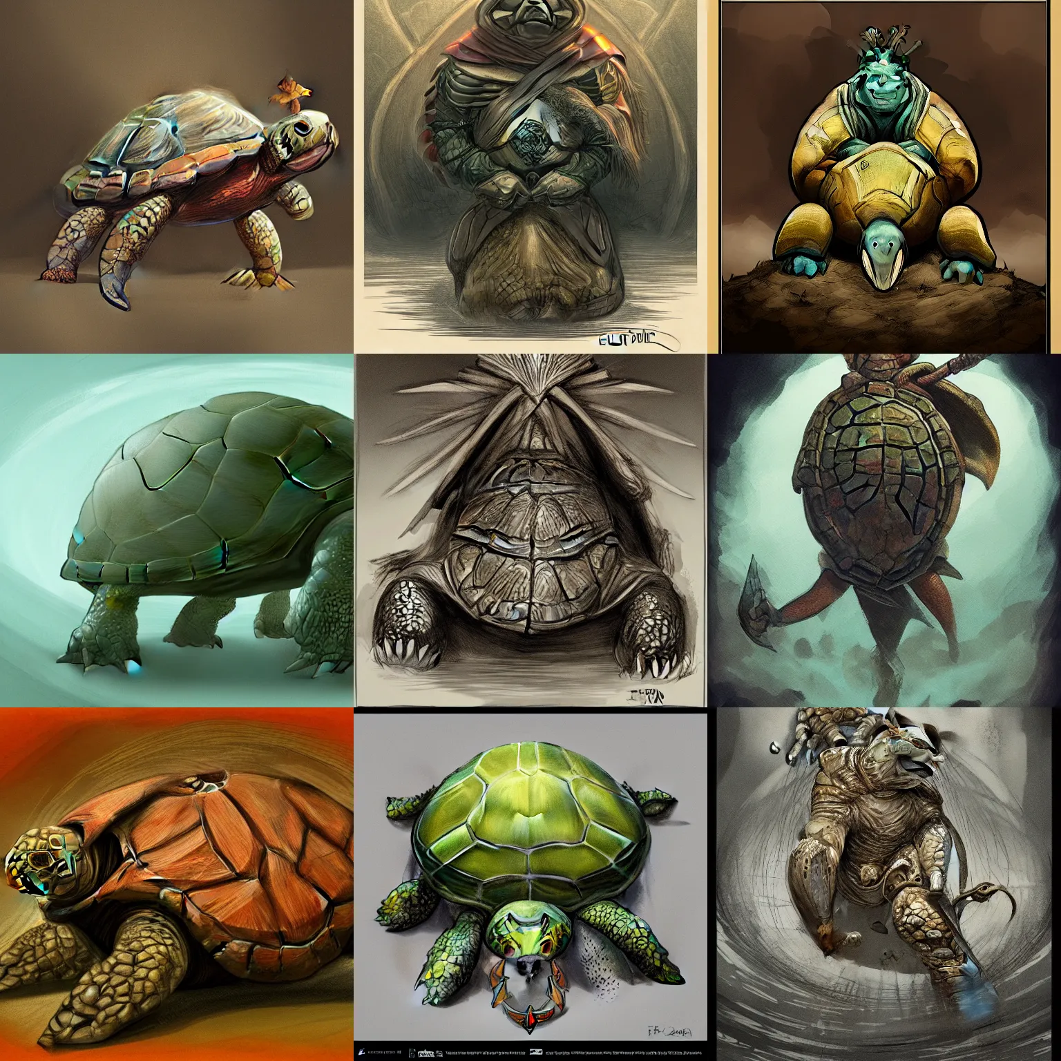 Prompt: a large turtle wearing a mitre in the style of Elden Ring, trending on ArtStation