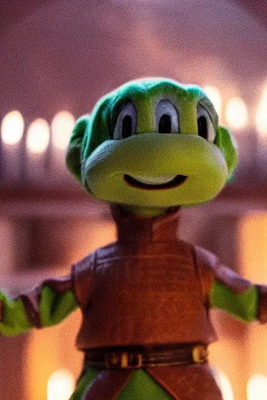 Image similar to very very intricate photorealistic photo of yoshi in an episode of game of thrones, photo is in focus with detailed atmospheric lighting, award - winning details