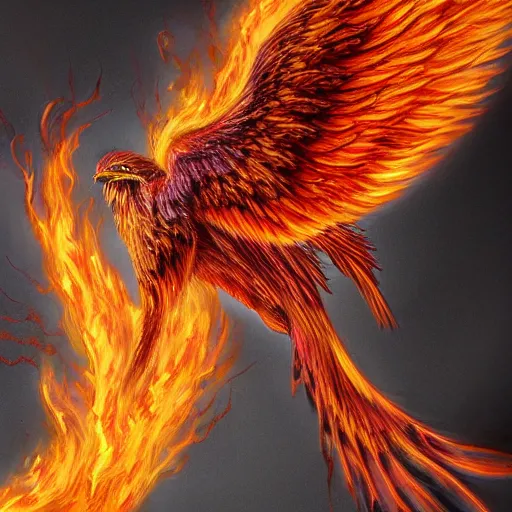 Prompt: hyperdetailed image of a phoenix with its full body flaming and wings spread 8 k extremely detailed hd hyperrealism fiery