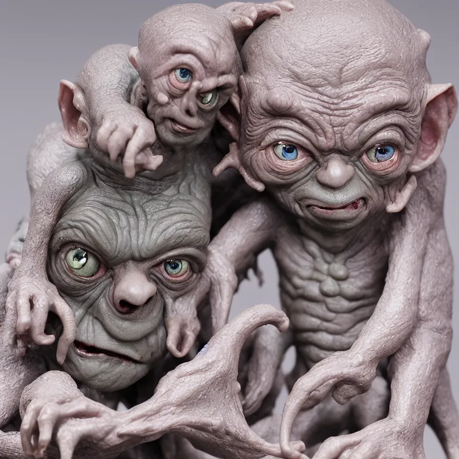 Image similar to Precious Moments figurine of Gollum, product photo, f2.8, 50mm