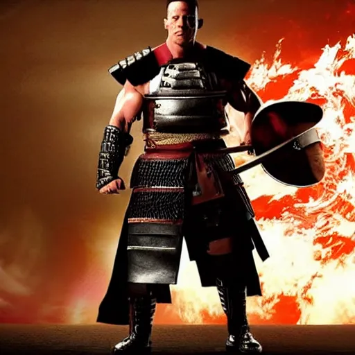 Image similar to john cena as samurai entering wwe entrances. intro scene