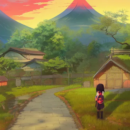 Image similar to itatchi uchiha, japanese village landscape, 4k, anime key visual, lois van baarle, ilya kuvshinov, rossdraws, artstation