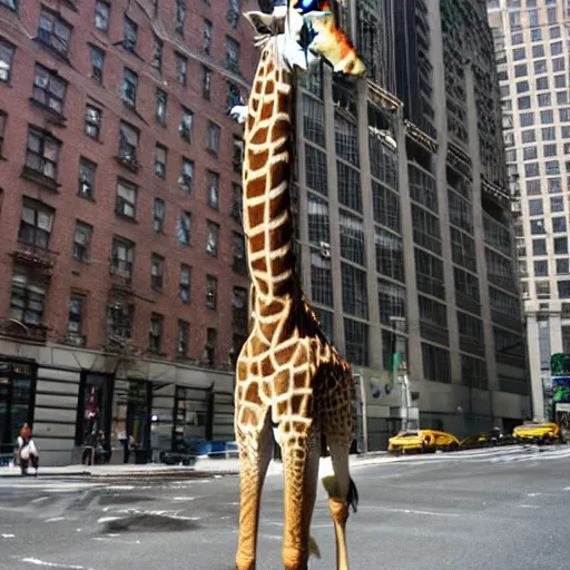 Image similar to A giraffe in New York City