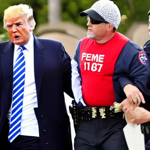 Prompt: donald trump being arrested at mar a lago