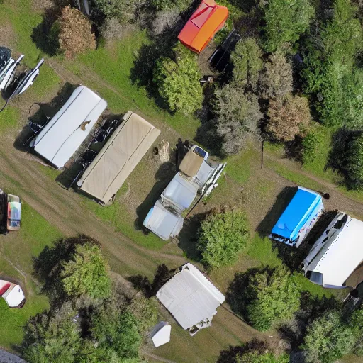 Image similar to top down view of a poor trailer park, realistic, hdr, hdd, 8 k,